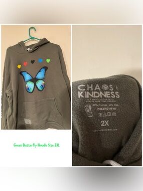 Olive Green Butterfly Hoodie - 2X
